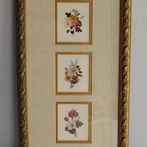 (3) Floral Print Home Decor Wall Art Framed